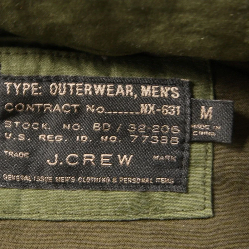 J.Crew Military Field Utility M65 Viscose Cotton Men Jacket M Hooded Field Work